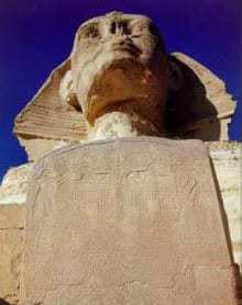 Dream Stele of Thutmose IV that is carved in stone in between the feet of the Lion of the tribe of Judah (Sphinx) that relays the story. How's that for identification?